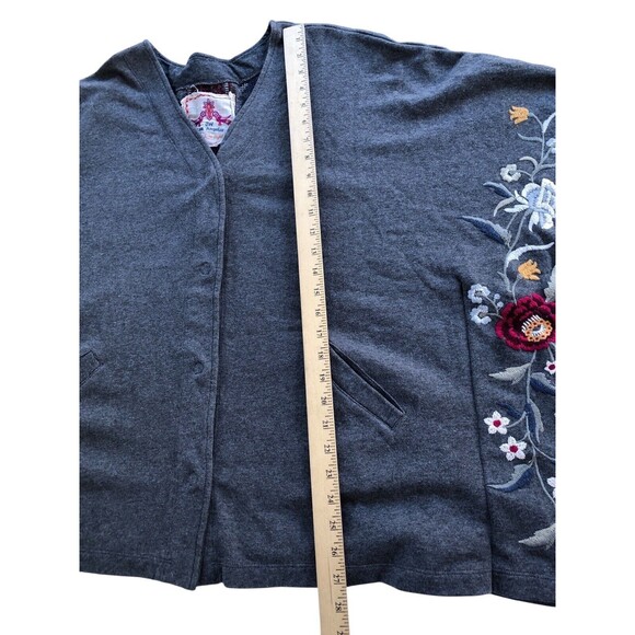 JOHNNY WAS Embroidered Blanket Poncho Cardigan Cotton EUC Size XS - Picture 8 of 12